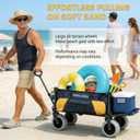 X900 Heavy Duty Beach Wagon with 9x4 Sand-Proof PU Wheels, 300L Oversized Foldable Wagon Cart with Side Bag, All-Terrain Utility Wagon for Beach Essentials, Sport, CampingNavy Blue