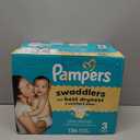 Pampers Swaddlers Diapers, Size 3 (13-26 lbs), 136 Count, Absorbent, Keeps Baby Dry and Comfortable, Skin Safe Disposable Baby Diaper 