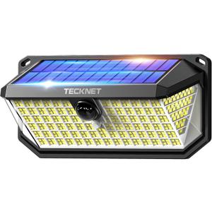 TECKNET 4200Lm 416 LED Solar Lights Outdoor Waterproof, 300 Angle & 3 Lighting Modes Motion Sensor Outdoor Lights, 2 Pack Security Solar Light IP66 for Fence Front Door Yard - 1 Pack (Cool White)