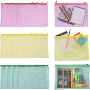 Fun Express 13 1/4" x 9 1/4" Medium Mesh Zippered Vinyl Storage Bags - 12 Pieces (Assorted)