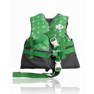 X2O USCG Type III Style B. Green Life Vest Child 30-50lbs 2 Buckles