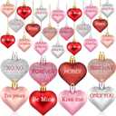 Shynek 68 Pcs Valentine's Day Heart Ornaments for Tree, Valentines Heart Baubles with Sweet Love Words for Romantic Valentines Day Decorations, 8 Styles