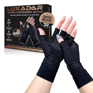 UPDATED Copper Compression Gloves for Arthritis 2-Pack, Carpal Tunnel, Post-Surgery Recovery, Menopause Relief, Gaming, Office Typing – Fingerless Support Gloves for Pain, Swelling Circulation, Large
