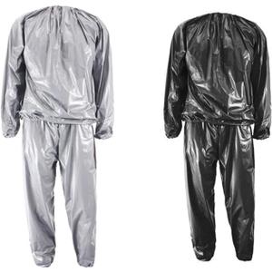 GOLD XIONG PADISHAH Heavy Duty Fitness Weight Loss Sweat Sauna Suit Exercise Gym Anti-Rip (XX-Large, Silver)