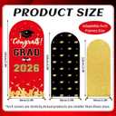 3 Set Graduation Party Decorations 2026 Graduation Arched Backdrop Cover Grads Arch Covers Graduates of 2026 Party Supplies Arch Backdrop Covers Spandex Stretchy Gold Arched Cover, Red and Black