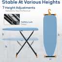 RAINHOL Compact Ironing Board Full Size 43x13 with Extra Thick Padded Cover, Height Adjustable Iron Board with Hanger, Easy to Fold Space Saver Design for Dorm Apartment Small Laundry Rooms, Blue