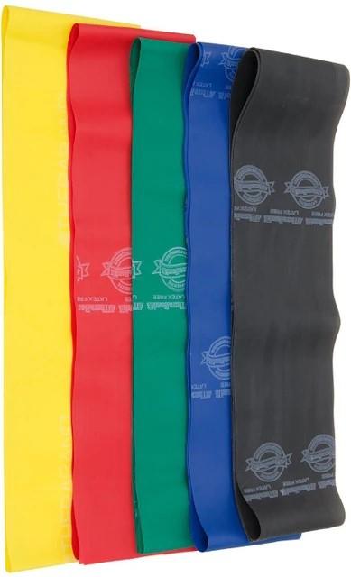 THERABAND Resistance Bands Set, Yellow, Red, Green, Blue, Black, Latex Elastic Bands for Exercise & Physical Therapy, Strength Training Bands for Upper & Lower Body Fitness