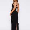 BORIFLORS Women's Sexy Bodycon V Neck Spaghetti Strap Maxi Dress Elegant Backless Cocktail Evening Party Long Formal Dresses (Black, M)