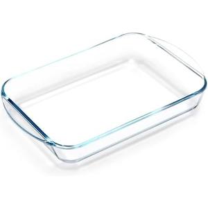 2.6 Quart Glass Baking Dish, 17x11''(Handles Included), Rectangular Baking Dishes for Oven, Tempered Glass Casserole Dish