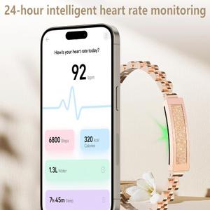 Yihou Fitness Tracker Smart Bracelet for Women Fitness Bracelet Smart Band with Sleep Tracker Heart Rate Monitor Step Counter for Android iOS Rosegold Cuban Chain