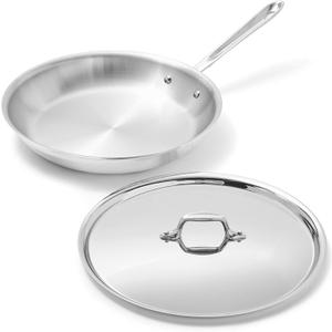 All-Clad D3 Stainless Steel 12 inch Frying Pan With Lid- Made in the USA- The Original Bonded Professional Cookware- Oven Safe & Induction Compatible