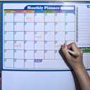 Magnetic Dry Erase Calendar Whiteboard Set  Monthly Weekly Planner, Habit Tracker, Grid & Blank Boards with 7 Markers & Eraser, Fridge Magnet Organizer for Home & Office Gift