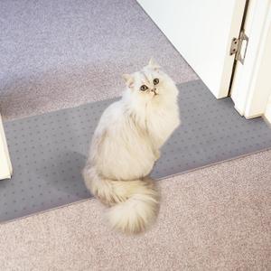 Carpet Protector for Pets Cat Carpet Protector for Doorway, Anti Scratch Under Door Cat Scratch Protector Mat, Plastic Rug Runner Easy to Cut Plastic Stopper (Light Grey, 3.6FT)
