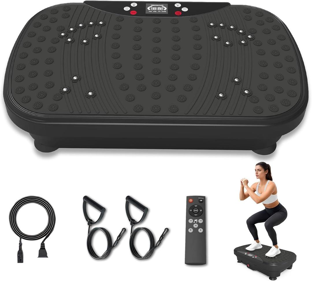 Vibration Plate Exercise Machine - 1-99 Speed Levels, 10 Workout Modes with Bluetooth & Resistance Bands, Whole Body Fat Shaker for Weight Loss, Home Office Gym Equipment