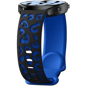 Getino Engraved Silicone Women Band Compatible with Samsung Galaxy Watch 7 Bands 40mm 44mm, Samsung Watch 5 Pro 45mm/ Watch 6 4 Classic 42mm 46mm 43mm 47mm/ Active 2, 20mm Sport Watch Strap Leopard, 2 Pack