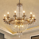 Wellmet Bronze Vintage French Empire Crystal Chandelier, 37" Dia x 41" H