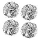 4Pcs Metallic Cheerleading Pom Poms, Creatiee 2 Pair Cheerleader Cheering Squad Pompoms for School Sports Dance Games Team Spirit Cheer (Silver)