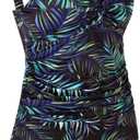 JINXUEER Women's Plus Size Swimwear Floral Tankini Set Ruched Modest Two Piece Skirt Swimsuit (Color pattern,18 Plus)