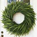 26" Large Christmas Norfolk Pine Wreath - Artificial Christmas Wreaths Faux Pine Needles Fake Green Wreath for Front Door, Wall, Windows, Home,Outdoor,Xmas Decor