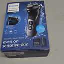 Philips Norelco Shaver 3900 Series, Wet and Dry Electric Shaver, P-Cap, Travel Pouch, Charging Stand, Storm Blue, Model S3341/92 (Silver New)