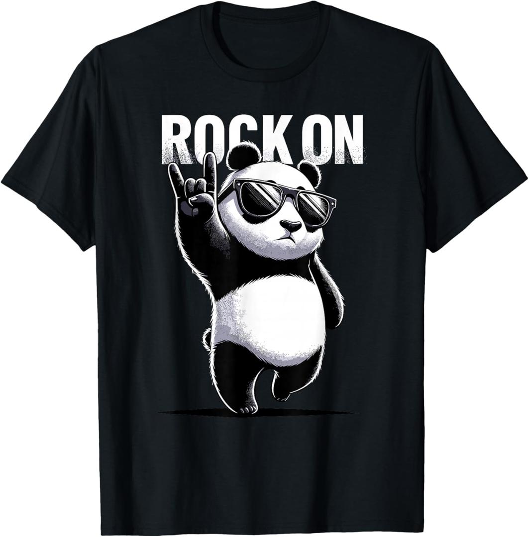 Retro Panda Rock Music Gift Men Kids Women Funny Panda T-Shirt, 3T