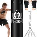 YORWHIN Punching Bag for Adults, 4FT PU Heavy Boxing Bags with Chain Ceiling Hook, Hanging Boxing Bag for Kickboxing Muay Thai Karate Judo Taekwondo Home Gym Training, Unfilled