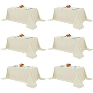Fitable Elegant Rectangle Table Clothes, 6 Pack - 90 x 132 Inch, Ivory - Reusable and Washable Tablecloths, Polyester Fabric Table Covers for Wedding, Party, Banquet, Formal Events