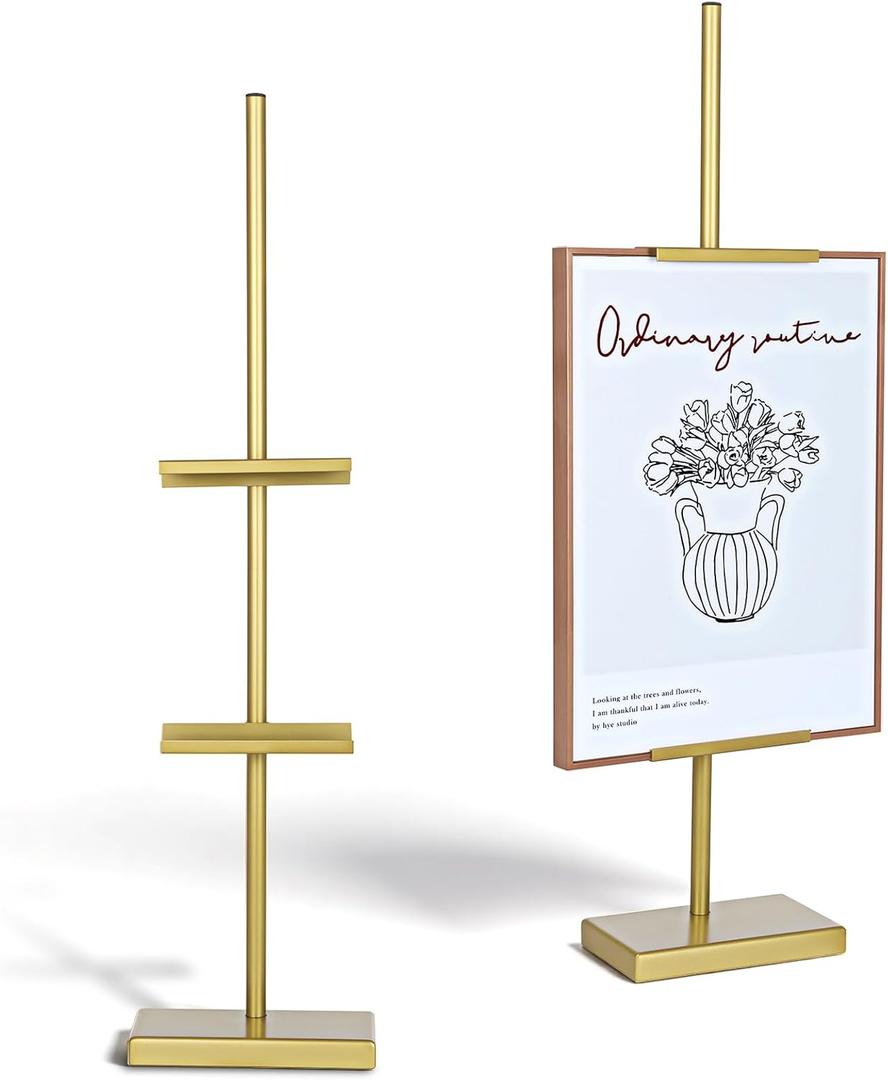 Tabletop Picture Frame Stand 29 inch Adjustable Tabletop Easel Stand for Display Metal Standing Frame Holder Stands Table Top Easels for Picture Frames, Artwork, Canvas Gold
