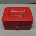 Kyodoled Medium Cash Box with Money Tray,Small Safe Lock Box with Key,Cash Drawer,7.87"x 6.30"x 3.54" Red Medium