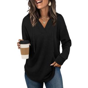 Sampeel Hoodies for Women Trendy Fall Fashion 2025 V Neck Oversized Sweatshirt Plus Size Tops Clothes XXL