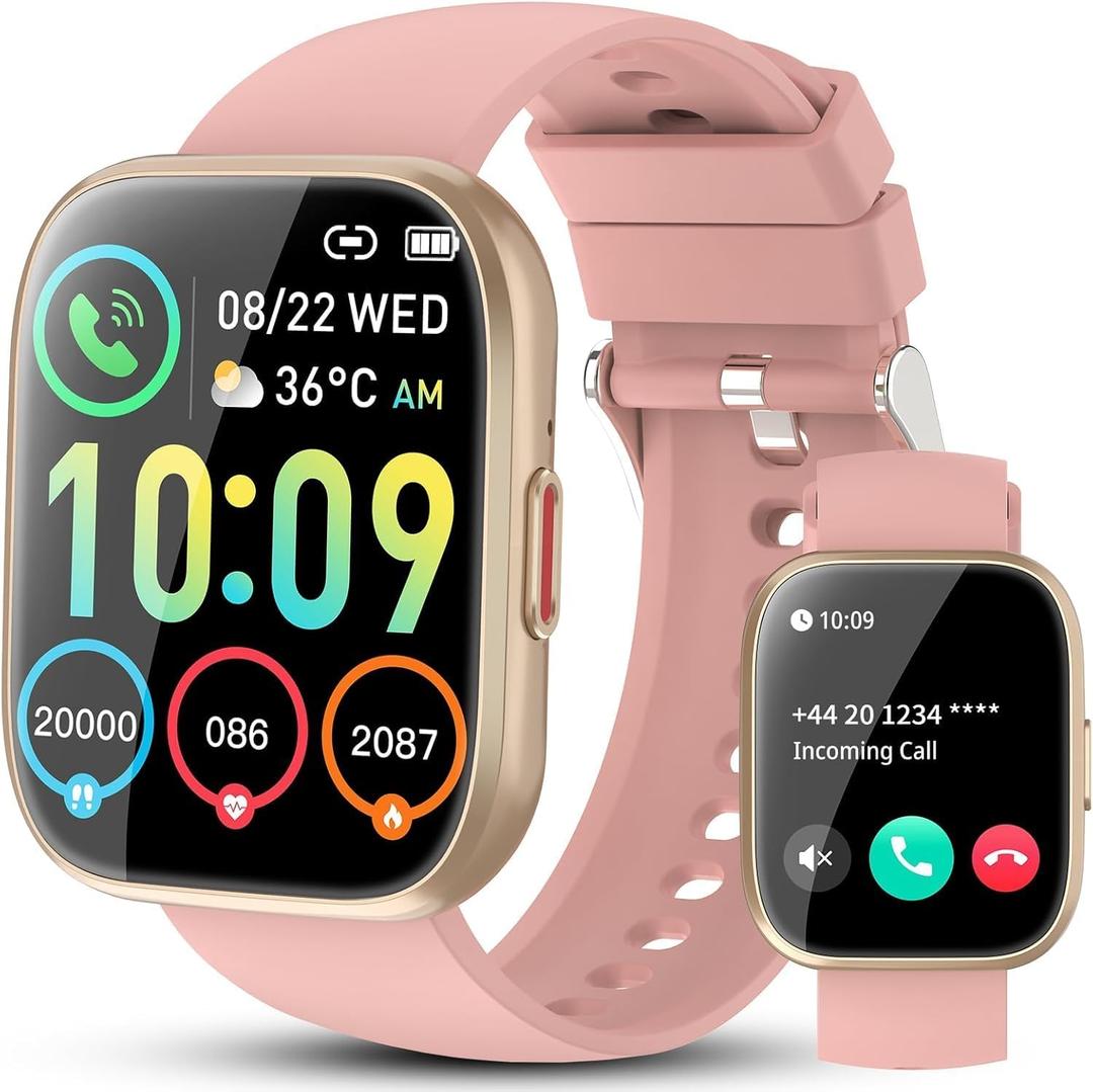 Smart Watch for Women, 1.85" TFT-Touch Screen Smartwatch with Call Function, 112 Sport Modes, Fitness Tracker with 24/7 Heart Rate/Sleep Monitor, IP68 Waterproof, Fitness Watch for Android/iOS, Pink