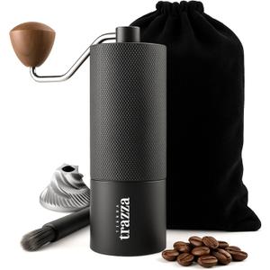 Manual Coffee Grinder, Conical Burr Coffee Grinder with Stainless Steel Burrs & Walnut Handle for Espresso, French Press, Travel, Camping & Home Use