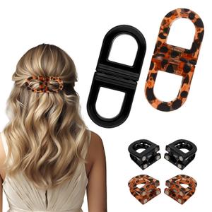 Magnetic Hair Clips for Women - Strong Hold No-Slip No Crease 2-in-1 Hair Styling Clips, Gentle on All Hair Types for Easy Everyday Hairstyles (A: Leopard & Black)