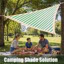Green Green and White Striped Triangle Sun Shade Sail 10 x 10 x 10 ft Breathable Canopy UV Block Sunshade for Outdoor Patio Garden Yard Deck Pergola Backyard with Ropes