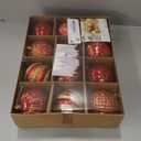 SHareconn 80mm Christmas Balls Ornaments,12PCS Colored Shatterproof Plastic Decorative Hanging Tree Decorations Baubles Set for Xmas Tree Decor Holiday Party Wedding Decoration with Lanyard,Red & Gold