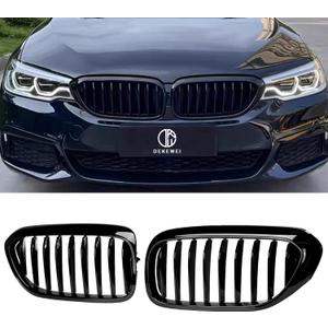G30 Grille,Single Slat Gloss Black Kidney Grill Compatible with BMW 2017-2020 5 Series G30 G31 F90 (M5) 530e 530e xDrive 530i 530i xDrive 540i 540i xDrive 550i xDrive ABS Black Kidney Grill