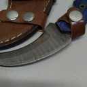 Handmade Damascus Steel Hunting Knife with Sheath | 7.5' EDC Fixed Blade Knives For Men and Women Demasticus Camping Survival Belt Knifes For Horizontal Carry with Blue Wood