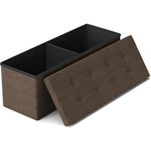 GLAXYFUR 43 Inches Folding Storage Ottoman Bench, Storage Chest, Footrest for Entryway, Living Room, Holds up to 660 lb, Brown, Large