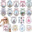 RiVolTa Castle Iron on Transfers - 16 Sheets Cute DTF Ready to Press for T Shirts Watercolor Magic Mirror Forest Heat Stickers Patches Vinyl Decals for Women Girls Clothing Bag Hat Pillow DIY Crafts