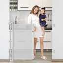 42 Inch Tall Pet Gate 56" Wide Retractable Gate Indoor Tall Retractable Baby Gates Outdoor Gates for Decks, Retractable Dog Gate Mesh Child Gate for Stairs Tall Dog Gates for Doorways, Light Gray