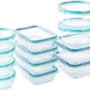 Snapware Total Solution 24-Pc Glass Food Storage Container Meal Prep Set with Plastic Lids, 4-Cup, 2-Cup & 1-Cup, BPA-Free Lids with 4 Locking Tabs, Microwave, Dishwasher, and Freezer Safe