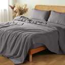 100% French Linen Sheets - California King Size Bed Sheets, Breathable & Cooling Pure Linen Sheets,Soft Durable and Tear Resistant -16 Inch Deep Pocket - 4Pcs (Dark Grey, California King)