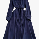 Women's Button Down T-Shirt Dress Casual High Low V Neck Loose Long Dress with Belts, M