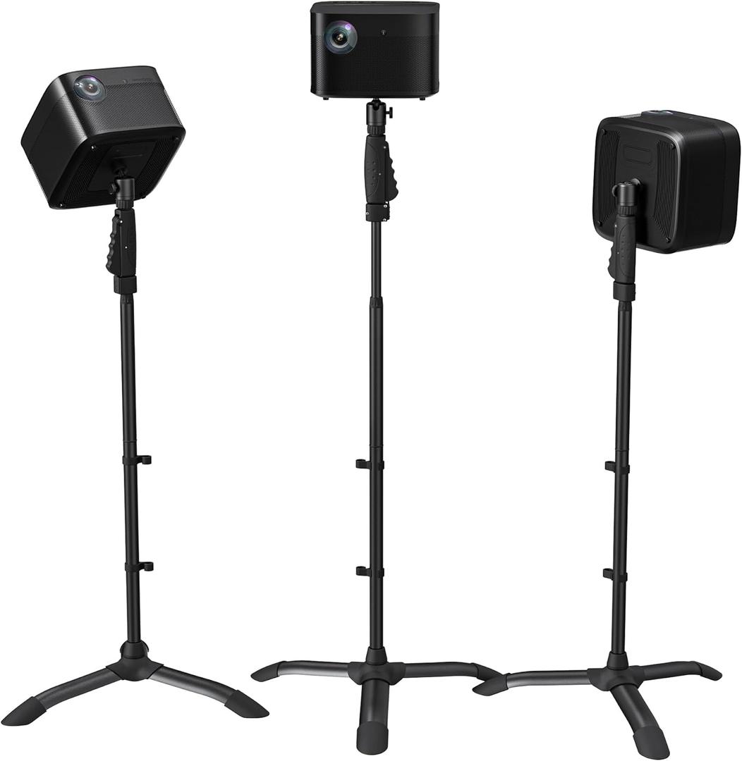 ETHU Projector Floor Stand, One-hand Height Adjustable Projector Stand Tripod with Safety Lock, Tall Projector Floor Stand Mount with Heavy-Duty Construction for Home Theater Studio Stage Office Use