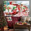 Christmas Backdrop Photography Background Train Snowman 71x43 Inch Winter Holiday Season Family Party Birthday Glitter Merry Xmas Decoration Photo Booth Prop