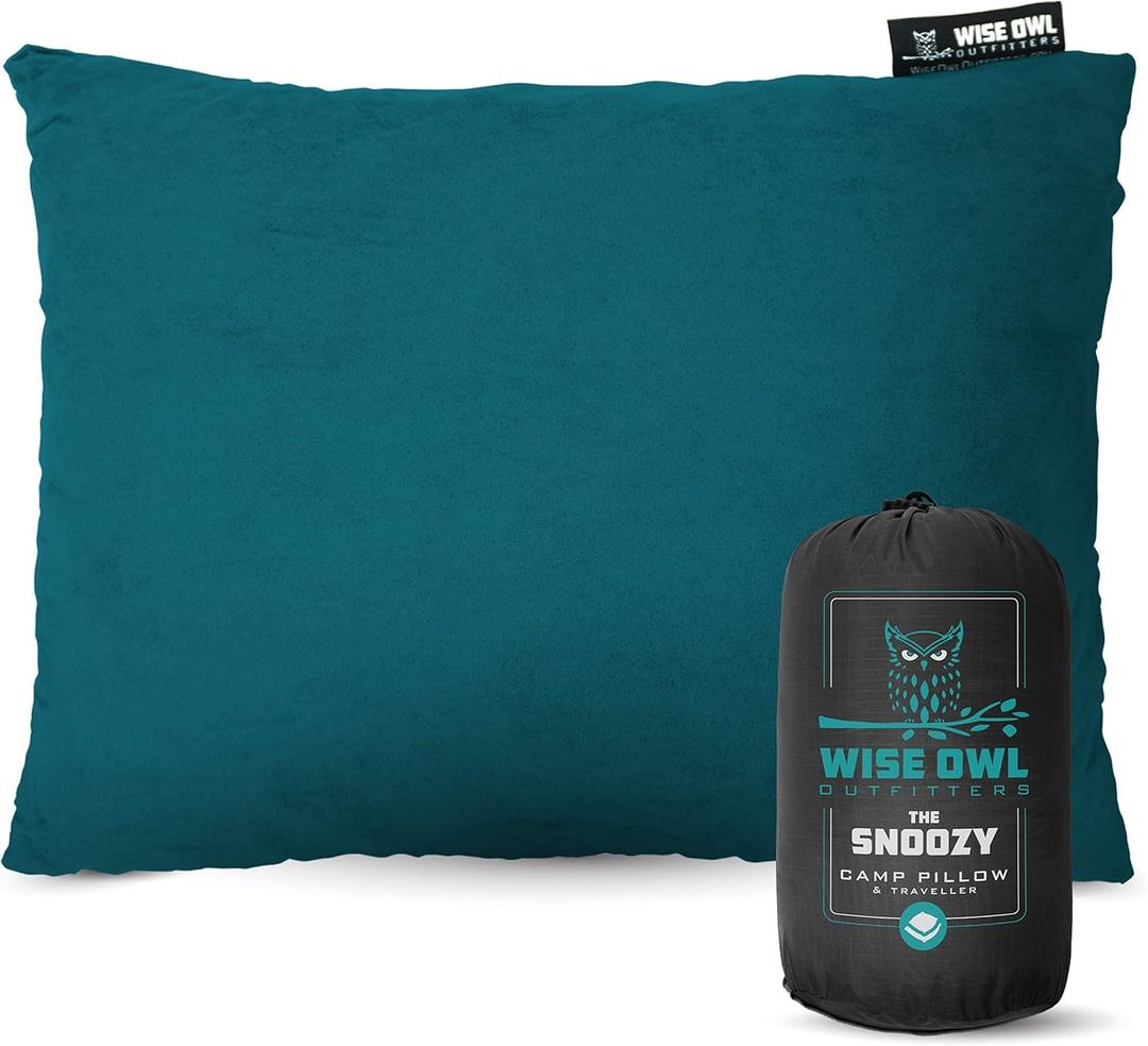 Wise Owl Outfitters Camping Pillow  Memory Foam Travel Pillow for Airplane Sleeping, Hiking, Backpacking & Outdoor Use - Small & Portable for Adults, Car, Camp & Tent (Small (12"x16"), Green)