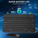 Rechargeable Bluetooth Keyboard and Mouse Combo, Universal Ultra-Slim Wireless Keyboard Mouse Set for Android Windows iPad iPhone Samsung Tablet Portable Compact Keyboard Set (Black)