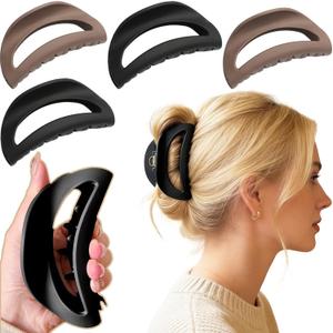 4Pcs Silicone Flexible Hair Claw Clips for Women Soft Bump Proof Design for Large Bendable Cozy Hair Clip For Thin/Thick/Curly Hair Unsnappable Flexible Non-Slip Rectangle,Hair Accessories for Girls