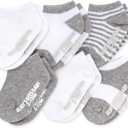 Burt's Bees Baby Unisex Baby Socks Ankle or Crew Height Made with Soft Organic Cotton, 6 Packs with Non-Slip Grips for Babies (0-3 Months, Heather Grey Multi)