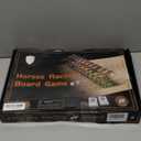 Horse Race Board Game Racing Game Thickened Solid Wood with 11 Luxurious Durable Classic Metal Horses with 2 Dice and 2 Boxes of Cards Horse Racing Game (Log Color, Rectangle)